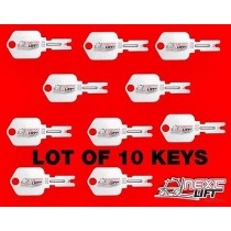 10 POLLAK KEYS FOR IGNITION SWITCH FORKLIFTS YALE, DAEWOO, CLARK, HYSTER CAT LOT
