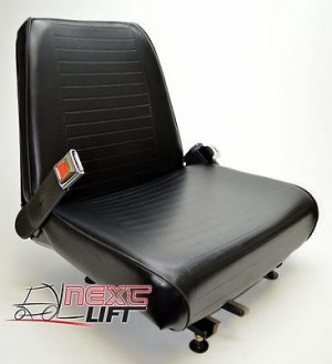 NEW UNIVERSAL VINYL FORKLIFT SEAT WITH BELT FITS CLARK CAT HYSTER YALE TOYOTA